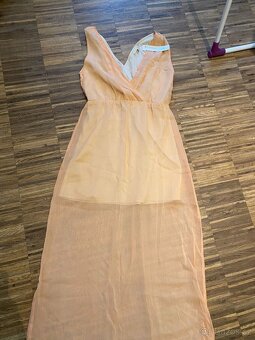 Dlouhé světle oranžové šaty vel.S - 3