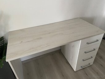 Krásný psací stůl bílá/ bub bílý - 3