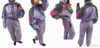 Vintage 90s lila dámská color block kombinéza - 3