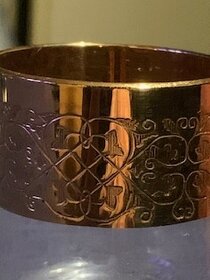 5 ks skleněných panáků se zlatým proužkem - 3