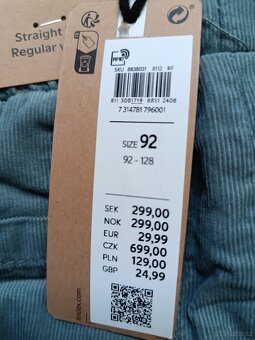 Kalhoty, manšester, unisex, Vel 92 - 3