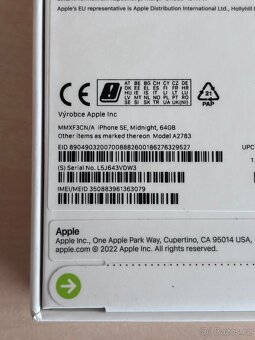 iPhone SE (2022) 64 GB, Černý - Nový, nerozbalený - 3