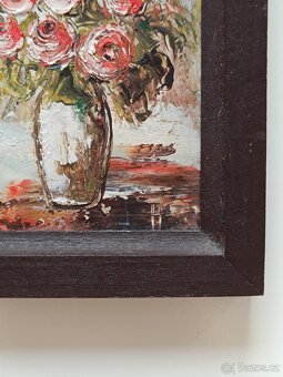 Obraz Růže, originální olejomaba na desce 13x10 - 3