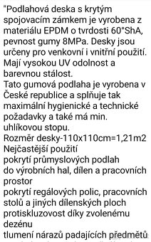 Podlahová guma 110x110x1,5cm-3 ks - 3