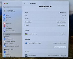 MacBook Air M1 13” 2020 /16GB RAM/Apple M1/256GB SSD/ Záruka - 3