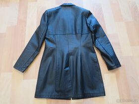 Dámský černý kožený kabát - 3