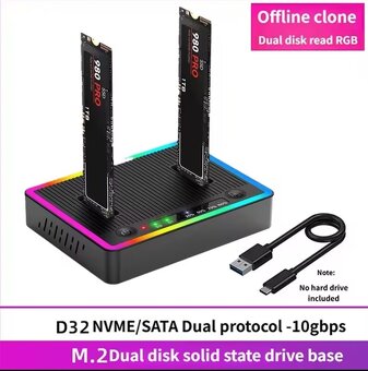 M.2 NVMe/SATA. Docking Station Offlinе klonování disků - 3
