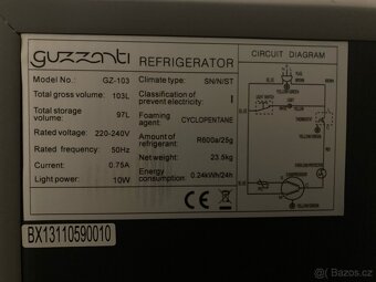 Guzzanti lednice s mrazákem, objem 97 l - pouze 88 kWh/rok - 3