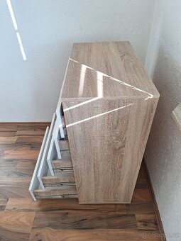 Komoda 5 šuplíků 40 x 70 x 100cm bila+dub sonoma - 3