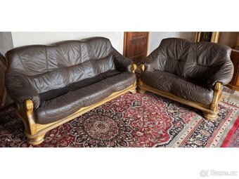 Dubová rustikální kožená sedačka, 3788 - 3