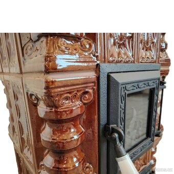 Kachlová kamna krbová Ema světle hnědá - 3