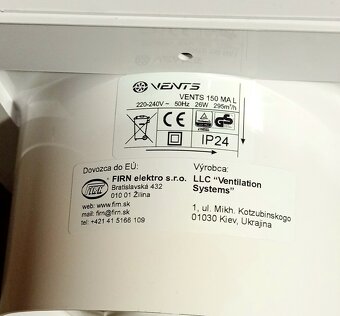 Ventilator axiální ⌀ 150 mm  se žaluzií VENTS 150 MAL - 3