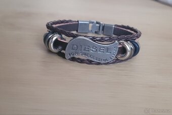 Nový pánský i Unisex kožený náramek značkový diesel hnědý - 3
