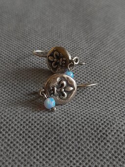 Náušnice s opály , ruční práce - 3