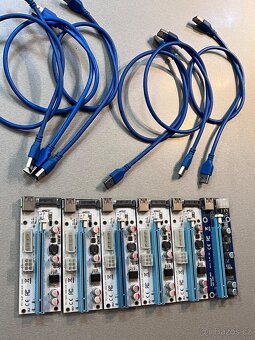 PCIe risery USB 3.0 – 6 ks (5× + 1× jiný typ) + kabely - 3