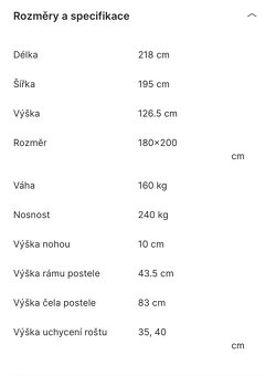 Čalouněná manželská postel šedá - 3