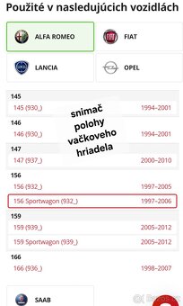Snimac polohy vacky Afa, Fiat, Opel, Lancia, Saab - 3