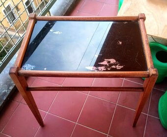 Starožitný stolek s černým sklem k renovaci - 3