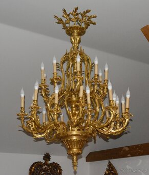 Zámecký bronzový lustr - UNIKÁT - 30 ramen - 142cm - 3