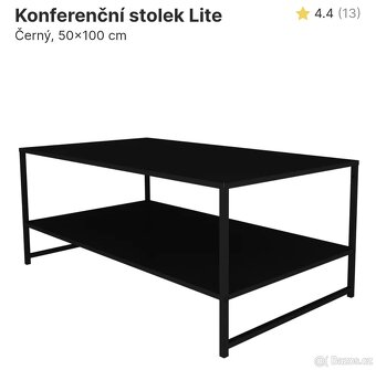 Konferenční stolek černý kov 100x50 cm - 3