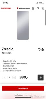 Stojací Zrcadlo bez rám 40 × 120 cm nové - 3