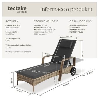 Zahradní lehatko nové - 3