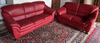 Červená kožená sedací souprav 3+2+1, 5273 - 3