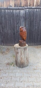 Zahradní dekorace sova motorovou pilou - 3