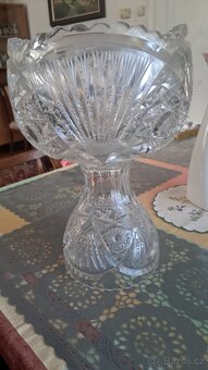 Starožitná broušená mísa na noze (žardiniéra) - 3