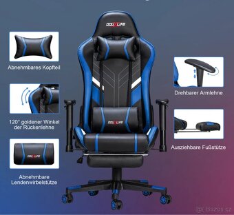 Herní kancelářská židle masážní ergonomická s opěradlem - 3