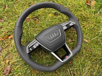 AUDI S volant A6 C8 A8 SQ8 Q8 kozeny zkoseny perforovany - 3