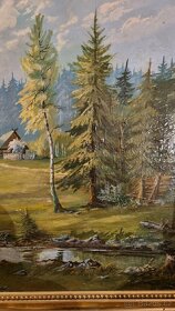Obraz "Hájovna" B. Bureš ve zlatém rámu 76x116 cm - 3