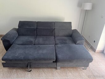 Tmavě šedá rozkládací rohová sedačka - 3