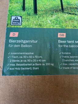 Prodám pivní set rozkládací 1x stůl, 2x lavice - 3