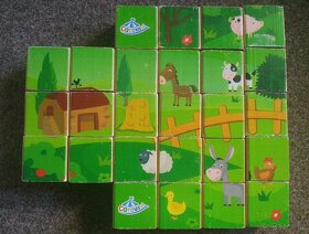 Dřevěné kostky pro děti Mix na stavění a skládání Dětské hry - 3