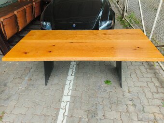 Stul dubovy masiv 200x90x76 kovove nohy+ lavice - 3