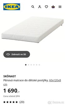 Postýlka s matrací IKEA - 3