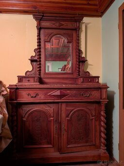 Starožitná skříň,komoda se zrcadlem - 3