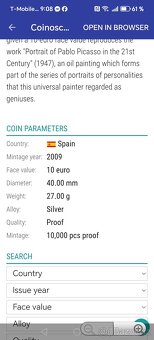 Stříbrná mince 10 € Španělsko 2009 - 3