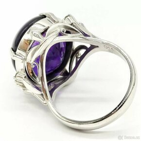 LUXUSNÍ PLATINOVÝ DIAMANTOVÝ PRSTEN S AMETHYSTEM - 3