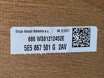 Stropnice šedá 5E5867501G Škoda Octavia 3 FL sedan r.v. 2018 - 3