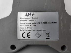 Ruční a tyčový vysavač Gallet ASP 912 na opravu či ND - 3