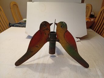 Starožitný stojánek na stromeček - tři ptáčci - 3