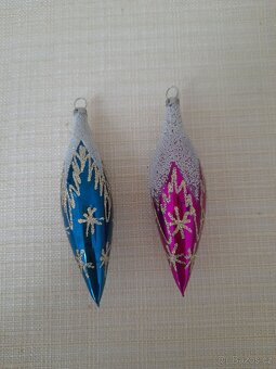 Sada 6 retro vintage barevných vánočních ozdob - 3