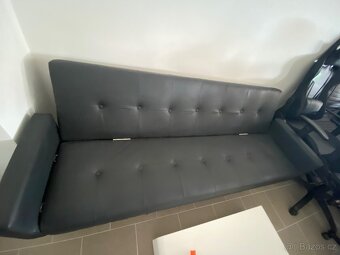 Kožená rozkládací pohovka YALE, černá - 3