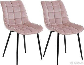 Nové jídelní židle tyrkys, růžová, potah velur. - 3