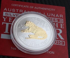 1 OZ stříbrná mince Year of the Tiger 2010 Rok tygra - 3