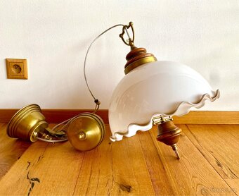 Starý stahovací lustr, těžké závaží z mosazi - 3