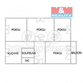 Pronájem bytu 4+1, 73 m², Litvínov, ul. Hamerská - 3
