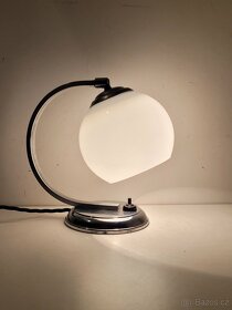 Art Deco niklovaná stará lampička, stolní lampa - 3